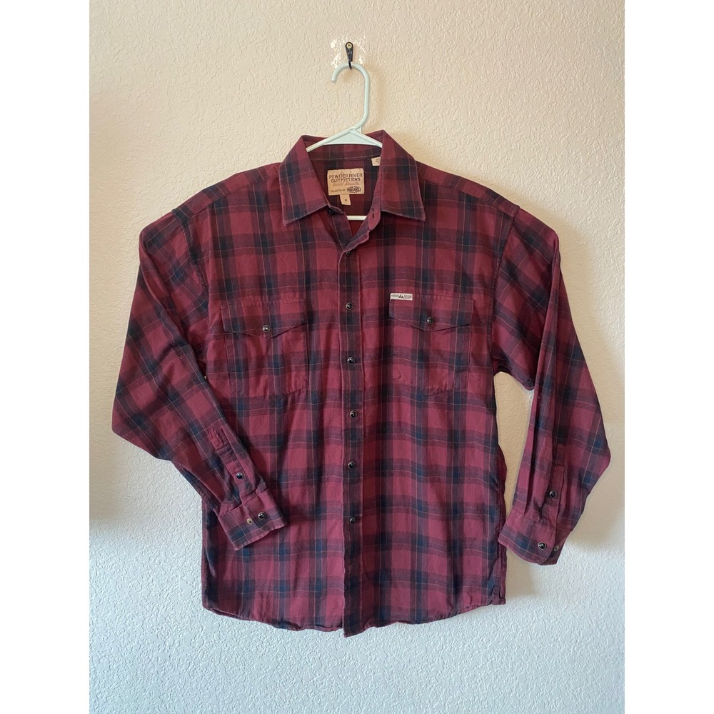Powder River Outfitters Flannel Shirt Plaid Western Button Up Medium